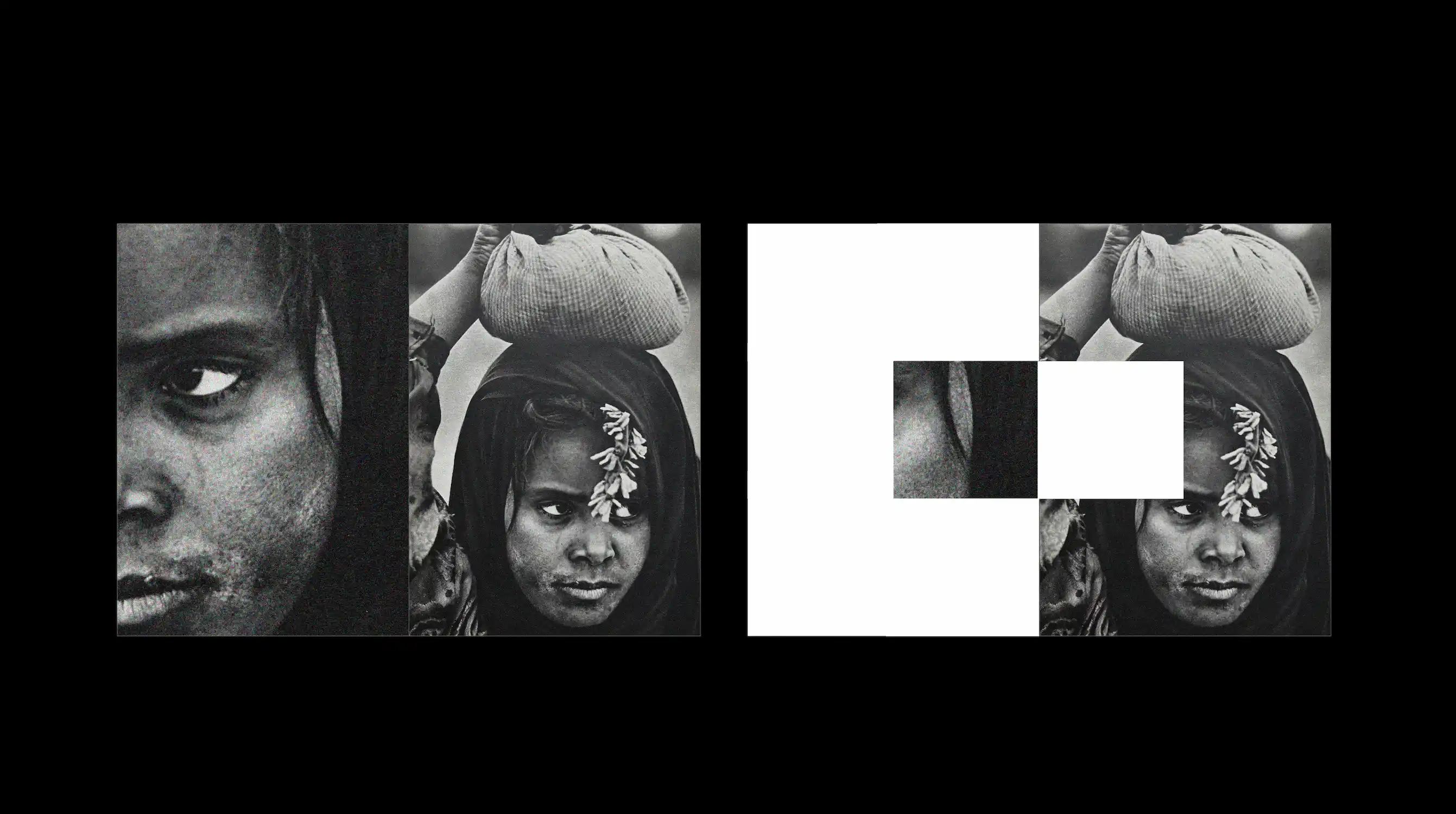 Side by side comparison of a full portrait of a girl versus a version with the key visual